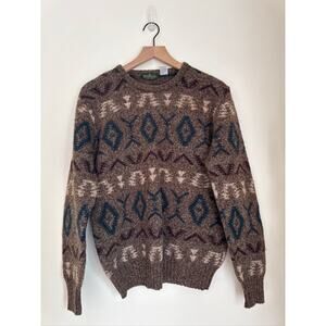 Boundary Waters Made in Italy Wool Blend Printed Crewneck Sweater, Size M
